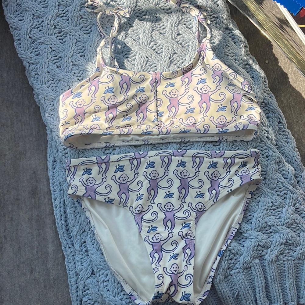 Girls Roller Rabbit Bikini purple monkeys size 12